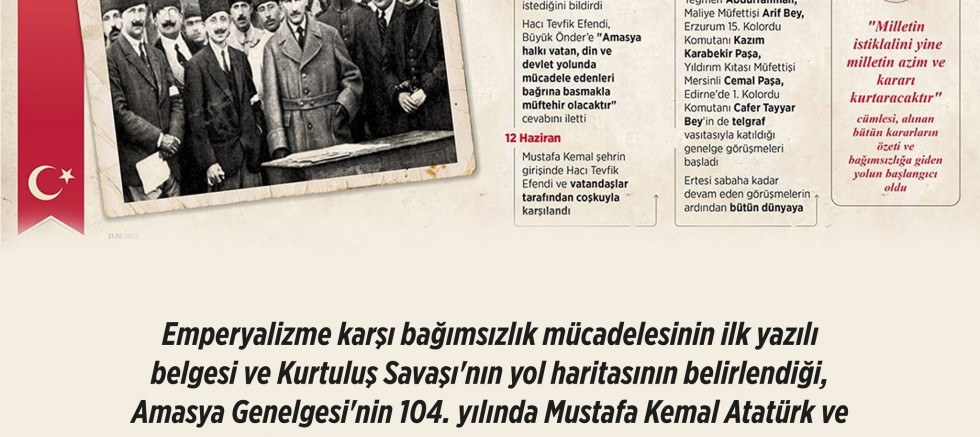 Başkan Özacar’dan Amasya Genelgesi’nin 104. Yılı Mesajı