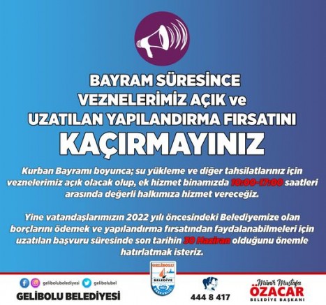 Bayram Süresince Vezneler Açık Olacak