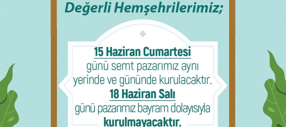 Belediyeden Halk Pazarı Duyurusu!
