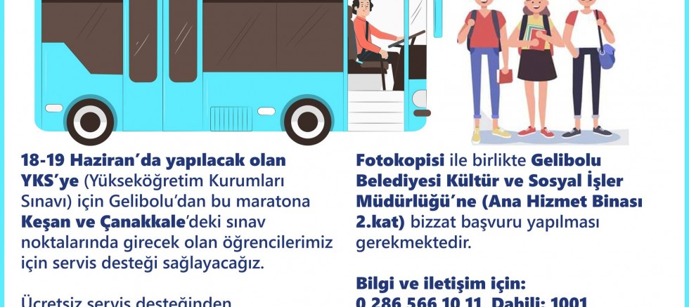 Belediyeden YKS Sınavında Öğrencilere Ulaşım Desteği