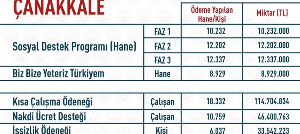 ‘Çanakkale’ye 253 Milyon Liralık Yardım Yapıldı’