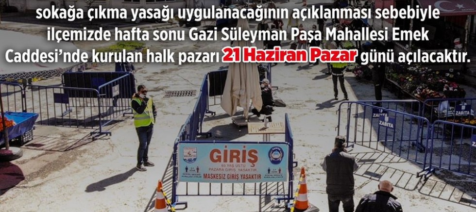 Cumartesi Pazarı Pazar Günü Kurulacak