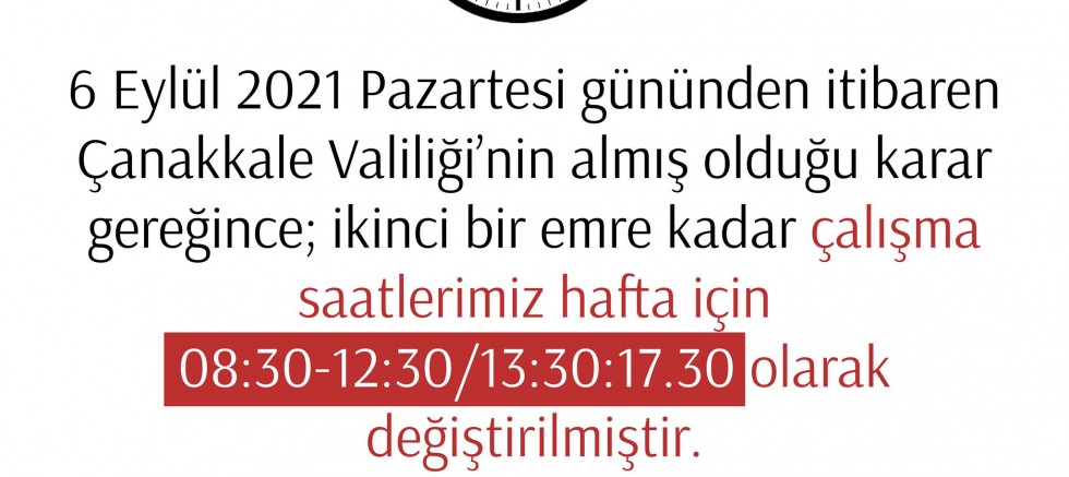 İlçemizde Mesai Saatleri Değişti