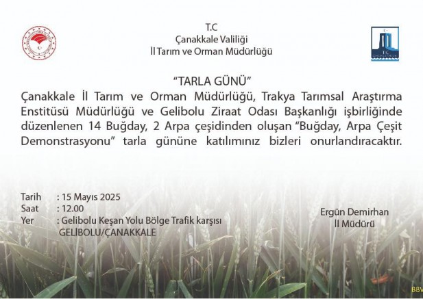 Tarla Günü Etkinliği Düzenlenecek